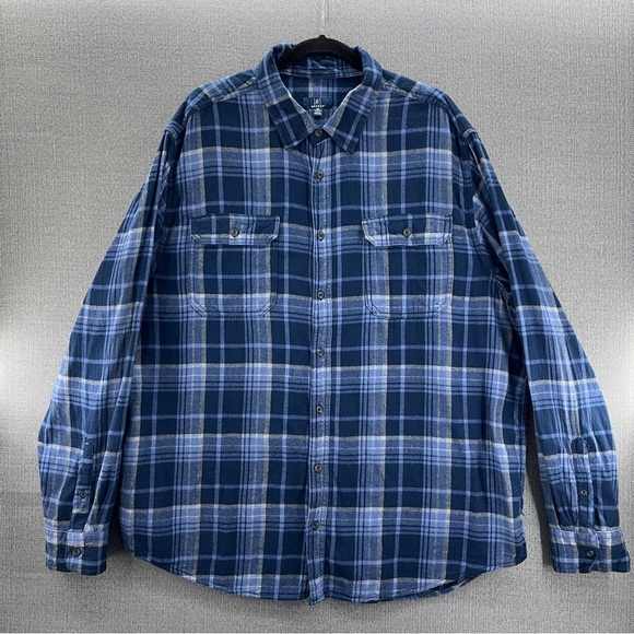 George Other - George‎ Men’s Blue Casual Long Sleeve Flannel Button Down Shirt XXL